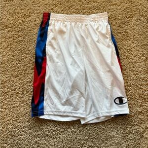 Champion Men's White Shorts with Red and Blue Accents